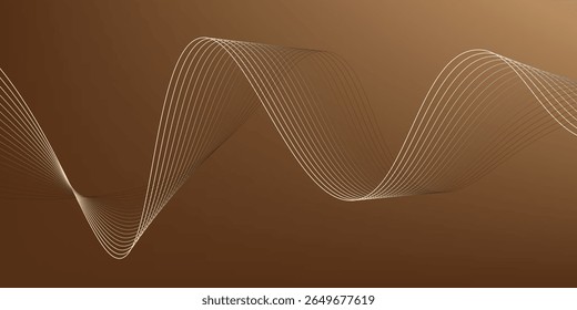 Abstract curve brown glow on dark background technology concept. Dark Brown Wave Background.