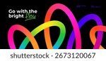 Abstract Curve Color Line Pattern. Gradient Chain Shapes 3D Design Elements. Vector Background with Fun Color Waves