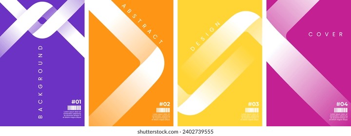 Abstract Curve Geometric Modern Background. Set of 4 modern simple background vector illustration flat style. Suitable for poster, cover, ads, social banner, or flyer