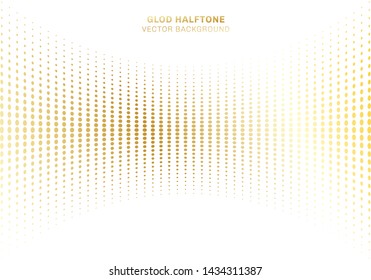 Abstract curve gold dots pattern halftone on white background luxury style elements. Vector illustration