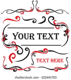 Abstract curve headers or banners set. Vector ornamental elements