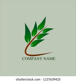 abstract Curve Leaf tree logo