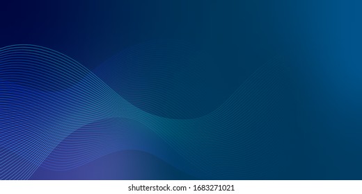 Abstract curve light line pattern with copy space dark blue background.