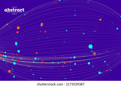 línea de curva abstracta en forma ovalada con fondo azul marino flotante. el tema de la tecnología de la comunicación de datos se puede usar para el diseño de paquetes de tecnología de etiquetas de productos en la portada de la web de anuncios.