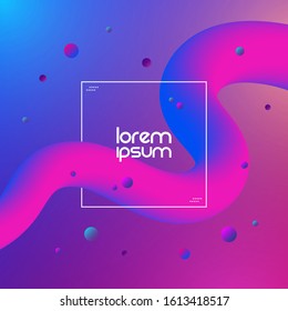 Abstract curve line shape. Fluid design on colorful background