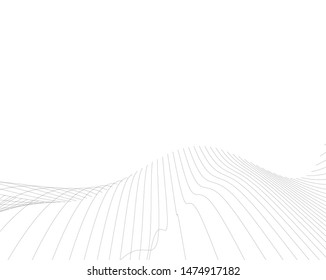 Abstract curve lines. Architectural drawing. Geometric background