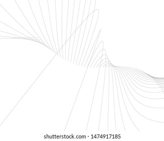 Abstract curve lines. Architectural drawing. Geometric background