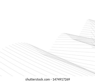 Abstract curve lines. Architectural drawing. Geometric background