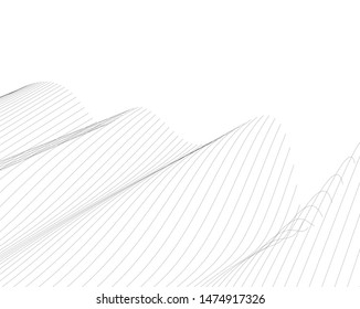 Abstract curve lines. Architectural drawing. Geometric background