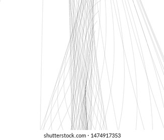 Abstract curve lines. Architectural drawing. Geometric background