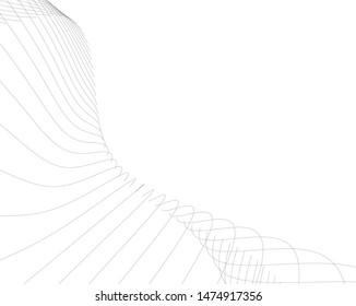 Abstract curve lines. Architectural drawing. Geometric background
