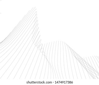 Abstract curve lines. Architectural drawing. Geometric background