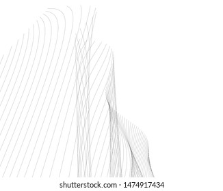Abstract curve lines. Architectural drawing. Geometric background
