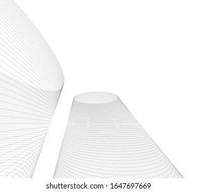 Abstract curve lines. Architectural drawing. Geometric background