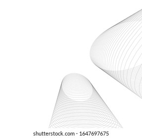 Abstract curve lines. Architectural drawing. Geometric background
