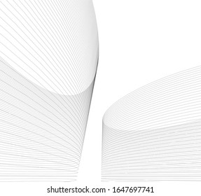 Abstract curve lines. Architectural drawing. Geometric background