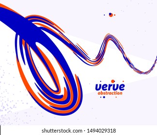 Abstract curve lines and fluid shapes vector background, dynamic energy flow, curvy wavy shapes flowing in 3D perspective template for cover or poster, advertising or print.