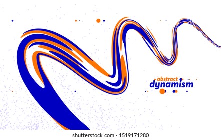 Abstract curve lines and fluid shapes vector background, dynamic energy flow, curvy wavy shapes flowing in 3D perspective template for cover or poster, advertising or print.