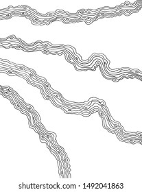 Abstract curve lines, hand drawn, line art, ink