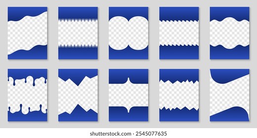 Abstract Curve Lines, Wave Frame for Web Page. Set of Separator Shapes. Template Divider Header for App, Banners or Posters. Isolated Vector Illustration.