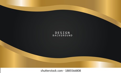 Abstract Curve Luxury black background with gradient gold color, modern technology design