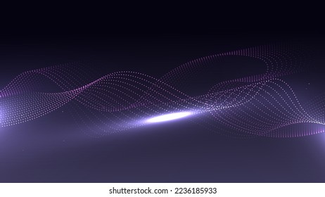 Abstract curve neon glow wave lines elements with glowing light effect on purple background.  Vector graphic illustration.
