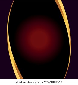 Abstract curve overlapping on dark red background with glitter and golden lines glowing dots golden combinations. Luxury and elegant design. Vector illustration
