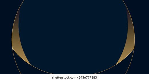 Abstract curve overlapping on dark blue background with glitter and golden lines glowing dots golden combinations. Luxury and elegant design.