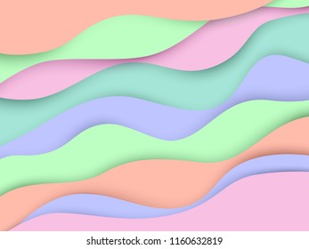 abstract curve pastel tone vector background, wave overlapping with shadow modern concept, space for text or message, paper art design