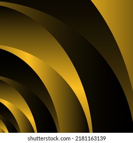 Abstract curve pattern in gold and black gradient color. Creative stripe vector background for brochure template, booklet, flyer, poster