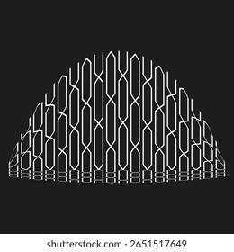 Patrón de curva Abstractas. Líneas geométricas blancas. Forma de arco de Vector. Arte de fondo oscuro.