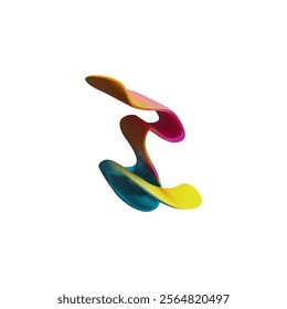 Abstract curve ribbon, multicolored gradient swirl tape. Realistic vector illustration of volume wave shape. Dynamic rainbow design element. Smooth twist texture