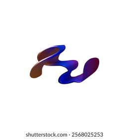 Abstract curve ribbon, multicolored gradient swirl tape vector icon. Realistic illustration of volume wave shape. Dynamic rainbow design element smooth twist texture