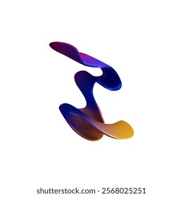 Abstract curve ribbon vector icon. Multicolored gradient swirl tape. Realistic vector illustration of volume wave shape. Dynamic rainbow design element. Smooth twist texture