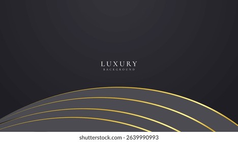 Abstract curve shape black and gold lines luxury background