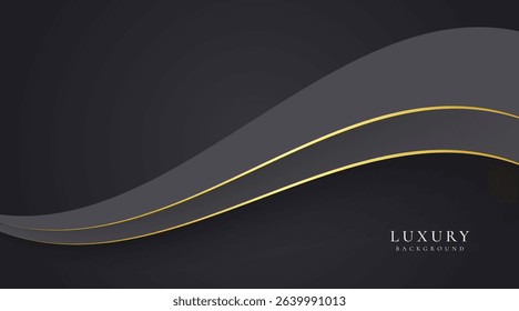 Abstract curve shape black and gold lines luxury background