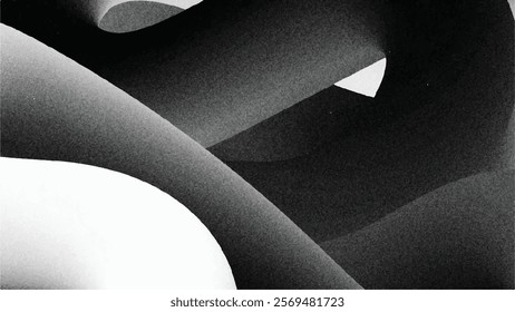 Abstract curve shape gradient black white Background. Monochrome Gradient black white abstract desktop wallpaper vector. Abstract black white shape gradient background. Desktop wallpaper vector