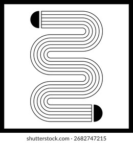 Abstract curve shape graphic vector design with black line combination and white background for wall art decoration