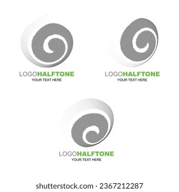 Abstract curve shape with halftone technic printing, vector illustration and flat design.