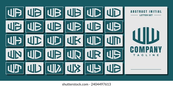 Abstract curve shape initial W WW letter logo design bundle