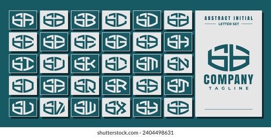 Abstract curve shape lowercase letter B BB logo design bundle