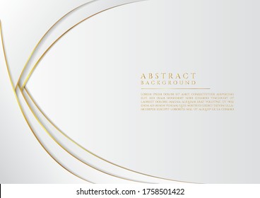Abstract curve shape luxury design white color clean styel gold metallic. vector illustration.