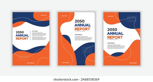 Abstract curve shape on blue and orange color background. Book cover template for annual report, magazine, booklet, proposal, portfolio, brochure, poster etc