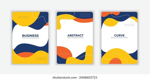 Abstract curve shape on blue and orange color background. Book cover template for annual report, magazine, booklet, proposal, portfolio, brochure, poster, etc