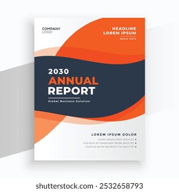 Abstract curve shape on blue and orange color background. Book cover template for annual report, magazine, booklet, proposal, portfolio, brochure, poster etc