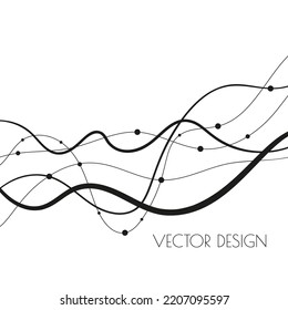 Abstract curve twisted line with dot particle shapes. Vector illustration in modern minimal style for fashion presentations, invitation cards