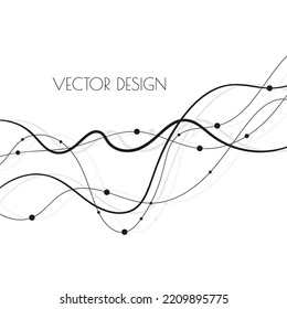 Abstract curve twisted line with dot particle shapes. Vector illustration in modern minimal style for fashion presentations, invitation cards