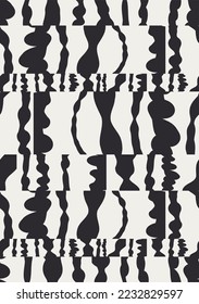 Abstract curve vector monochromatic colour seamless pattern