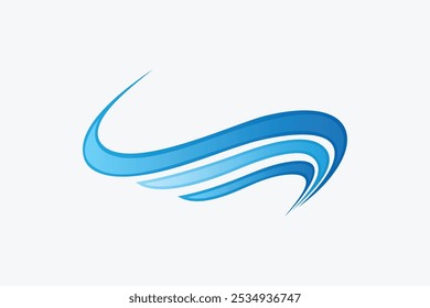 Onda de agua de curva Abstractas, diseño de Plantilla de logotipo de Ilustración vectorial.