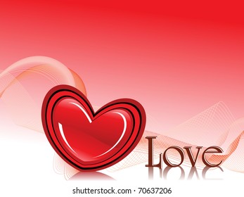 abstract curve wave background with romantic red heart